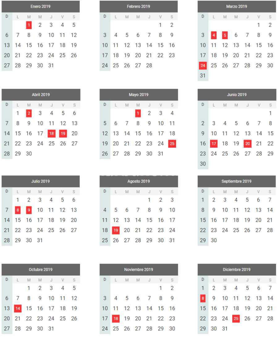 Mirá el calendario de feriados 2019